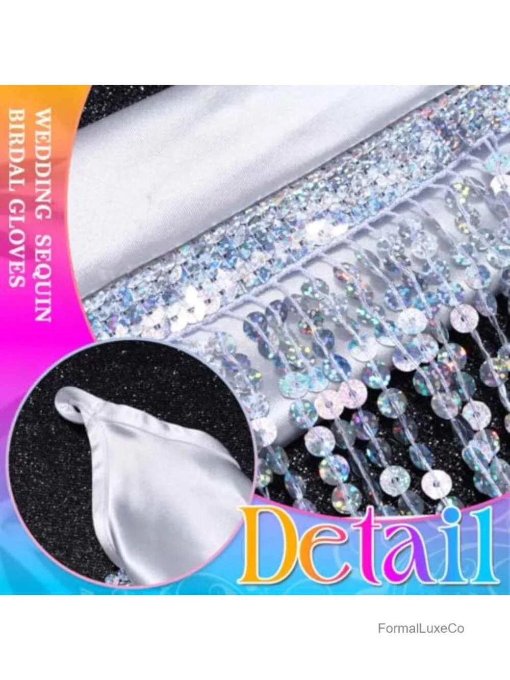 Long Fingerless Satin Gloves with Sequin Tassel for 1920s Costume & Cosplay
